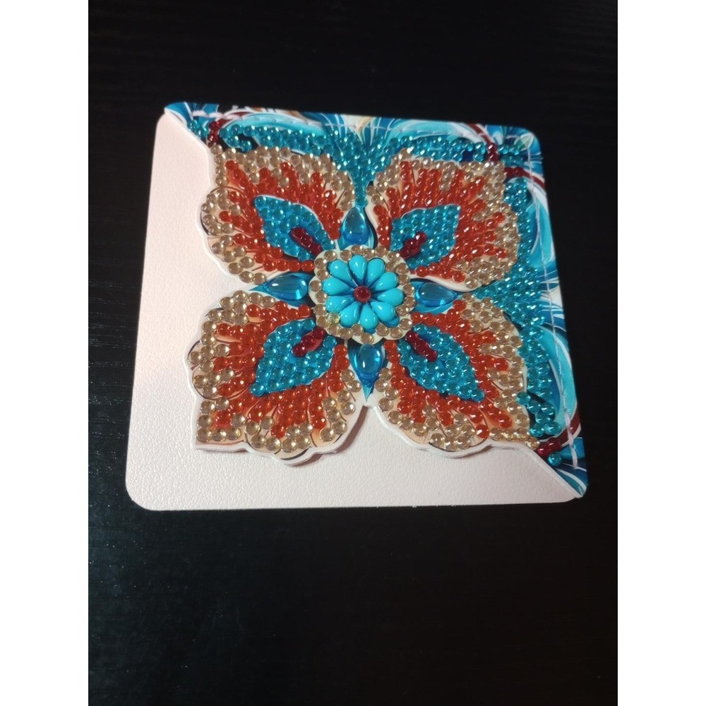 Handmade Diamond Art Corner Bookmark Butterfly Floral Rhinestone 3.75"